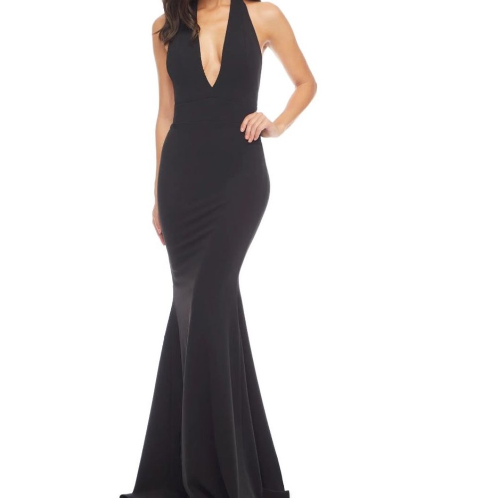 NWT Dress the Population Camden Mermaid Hem Evening Black Gown - Sz XS